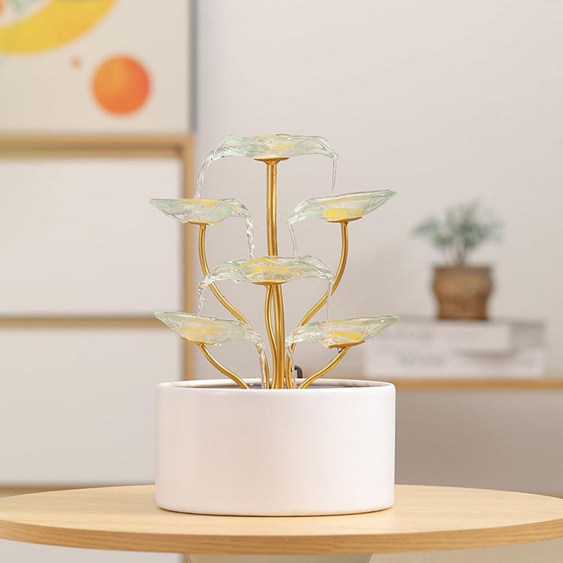 Andady Tabletop Fountain Water Feature Indoor and Outdoor Home and Garden Decoration (Leaf Fountain 1) - Image 3